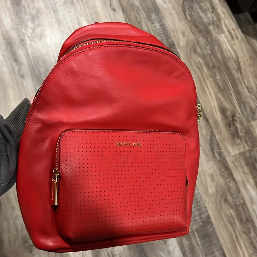 NWT Michael Kors bright red backpack